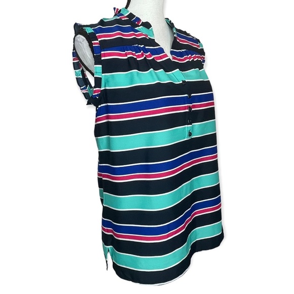 Calvin Klein Cap Multi Color Striped  Button Henley Top
Medium - Picture 2 of 12